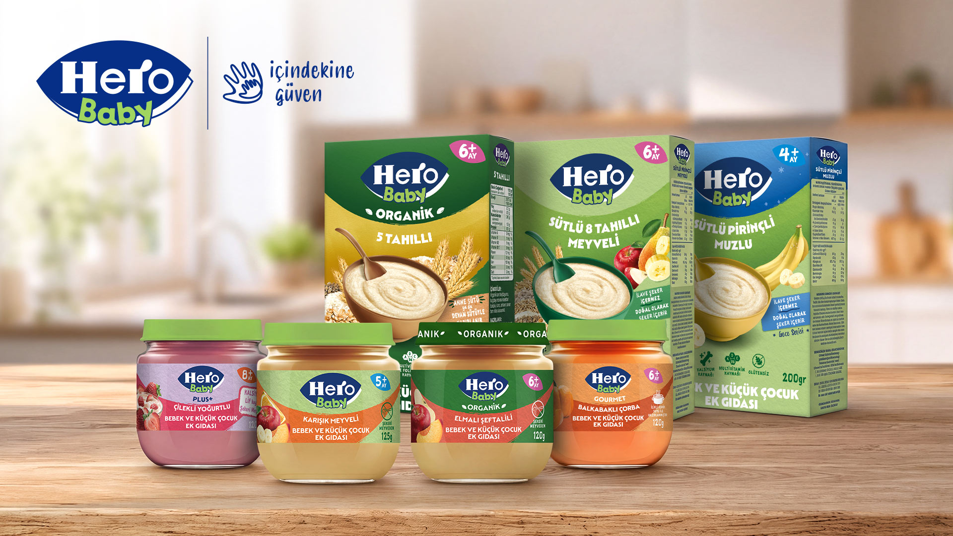 Hero Baby Ürün Ailesi kavanoz ve kaşık mamalar